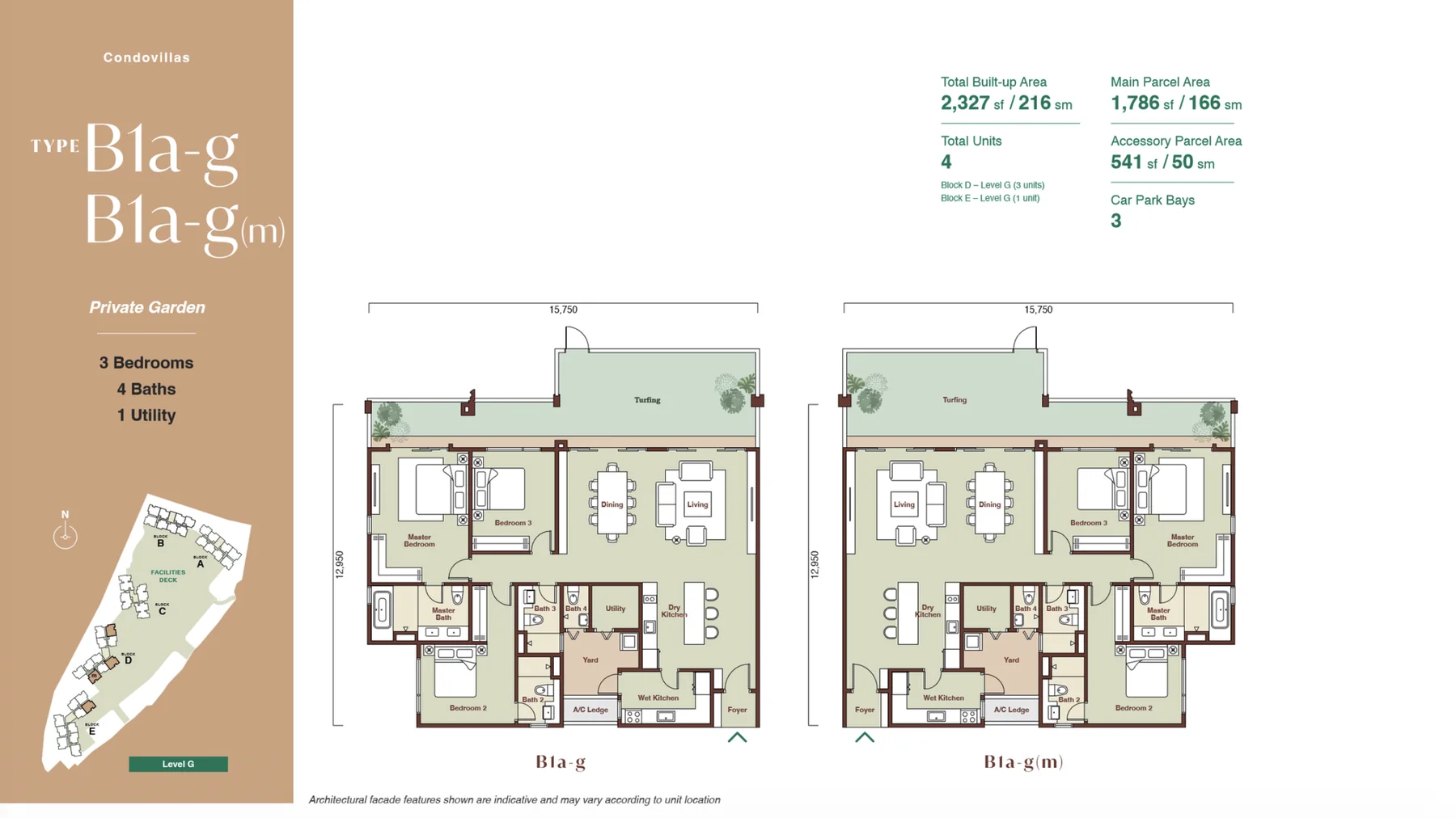 Zenia Condovillas B1a-g / B1a-g(m) — private garden floor plan
