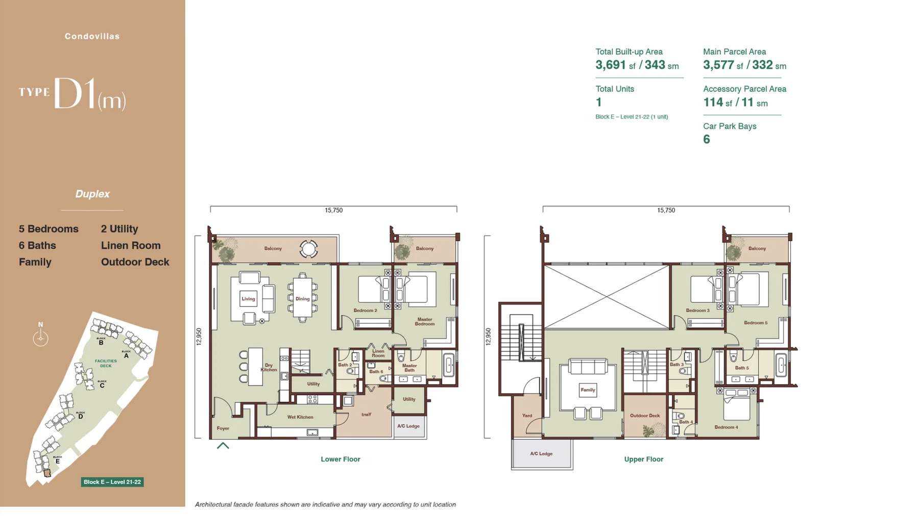 Zenia Condovillas D1(m) — Block E duplex floor plan