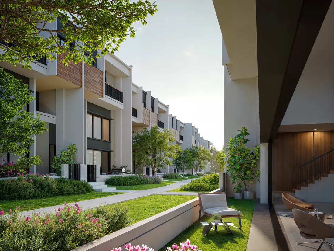 Garden frontage at Zenia Parkhomes, ParkCity Damansara — artist’s impression