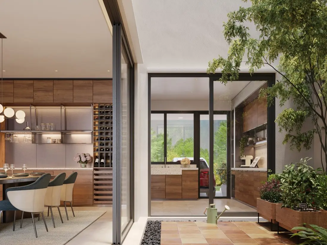Courtyard & kitchen at Zenia Parkhomes, ParkCity Damansara — artist’s impression